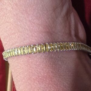 Elegant Silver Yellow Crystal Tennis Bracelet